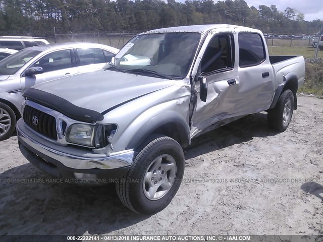 5TEGN92N52Z021541 - 2002 TOYOTA TACOMA DOUBLE CAB PRERUNNER GRAY photo 2
