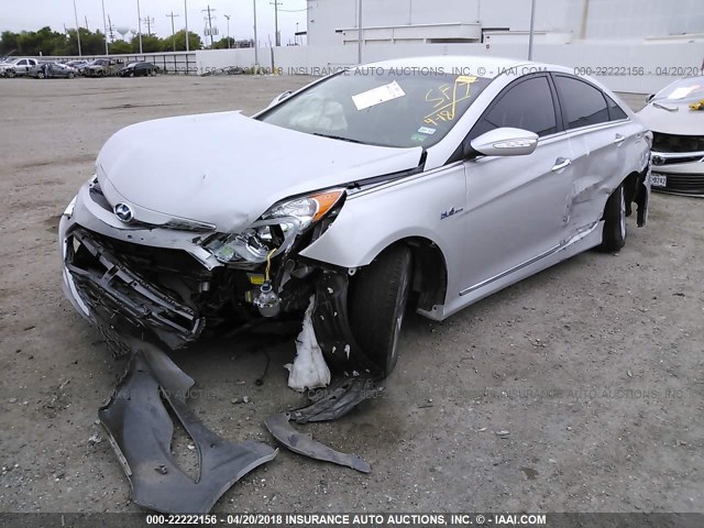 KMHEC4A44FA131176 - 2015 HYUNDAI SONATA HYBRID/LIMITED SILVER photo 2