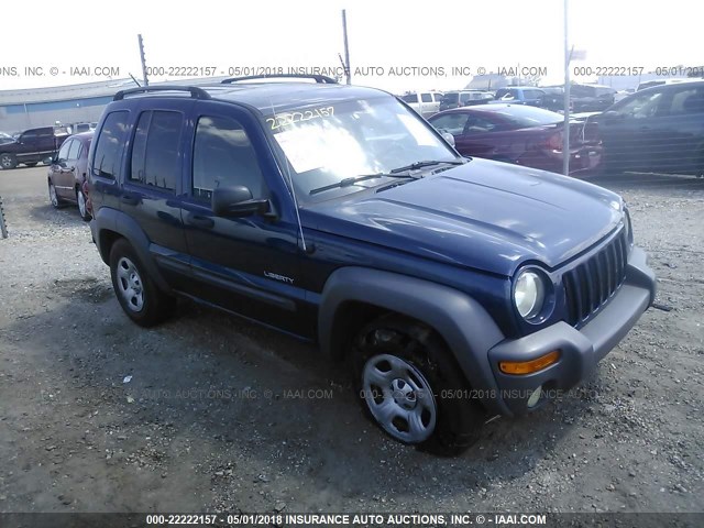 1J4GL48K74W231218 - 2004 JEEP LIBERTY SPORT BLUE photo 1