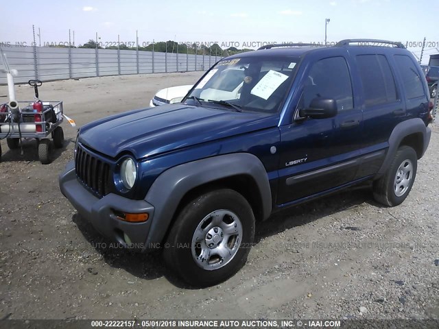 1J4GL48K74W231218 - 2004 JEEP LIBERTY SPORT BLUE photo 2