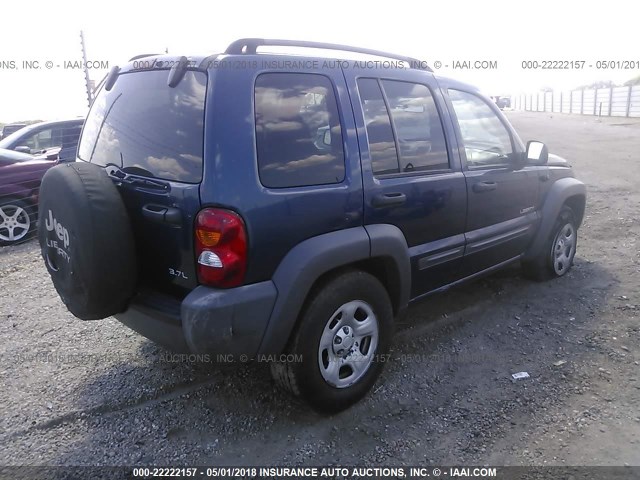 1J4GL48K74W231218 - 2004 JEEP LIBERTY SPORT 蓝色 照片 4