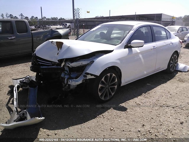 1HGCR2F5XEA274648 - 2014 HONDA ACCORD SPORT WHITE photo 2