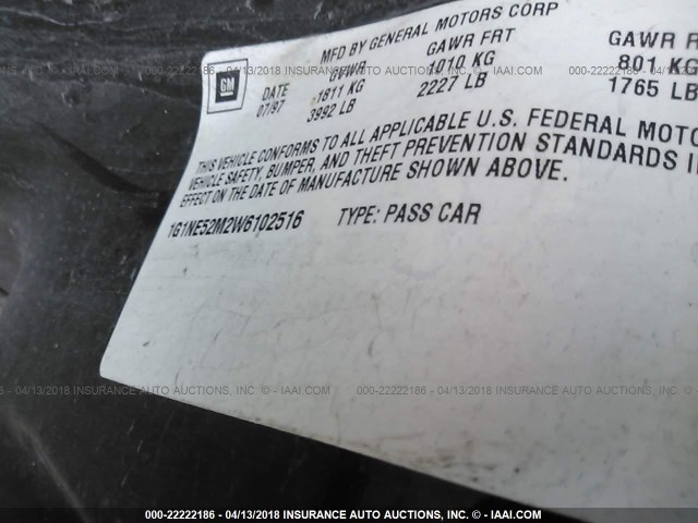 1G1NE52M2W6102516 - 1998 CHEVROLET MALIBU LS 黑色 照片 9