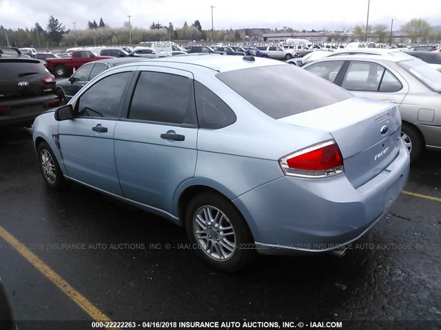 1FAHP35N28W103620 - 2008 FORD FOCUS SE/SEL/SES Light Blue photo 3