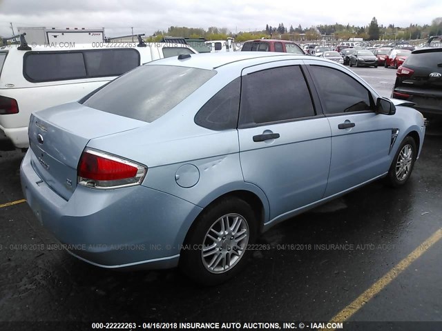 1FAHP35N28W103620 - 2008 FORD FOCUS SE/SEL/SES Light Blue photo 4