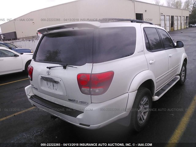 5TDBT48A37S291282 - 2007 TOYOTA SEQUOIA LIMITED WHITE photo 4