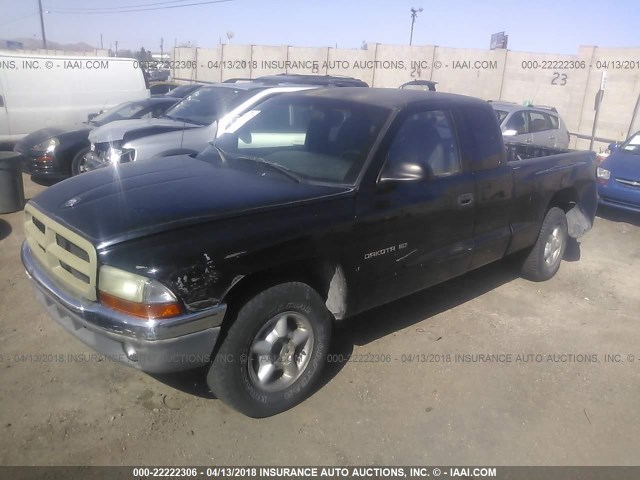 1B7GL23X0VS253860 - 1997 DODGE DAKOTA BLACK photo 2