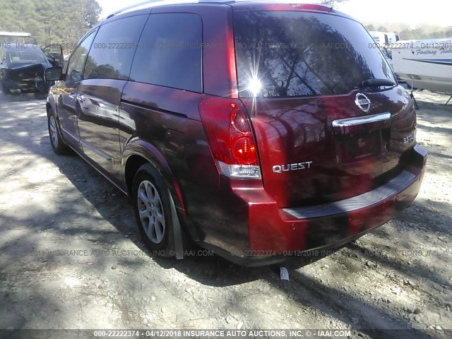 5N1BV28U67N133903 - 2007 NISSAN QUEST S/SE/SL BURGUNDY photo 3