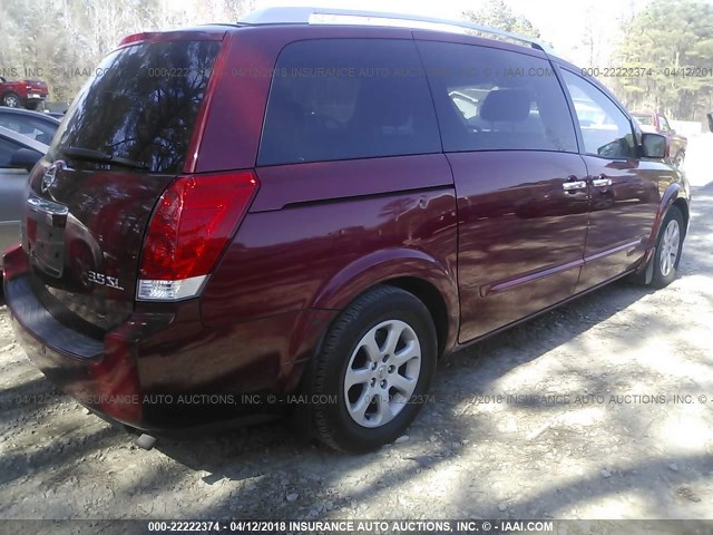 5N1BV28U67N133903 - 2007 NISSAN QUEST S/SE/SL BURGUNDY photo 4