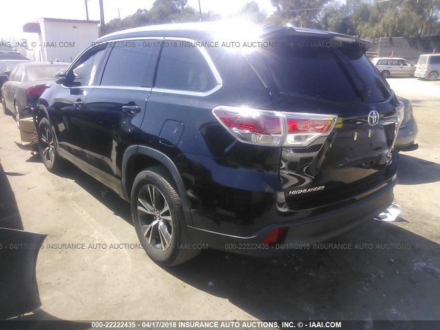 5TDKKRFH8GS120303 - 2016 TOYOTA HIGHLANDER XLE შავი ფოტო 3