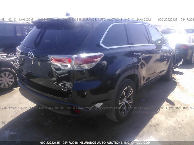 5TDKKRFH8GS120303 - 2016 TOYOTA HIGHLANDER XLE შავი ფოტო 4