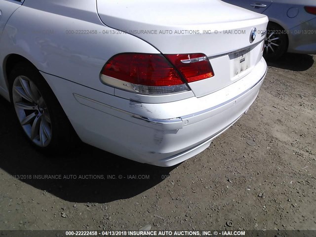 WBAHN83527DT72868 - 2007 BMW 750 WHITE photo 6