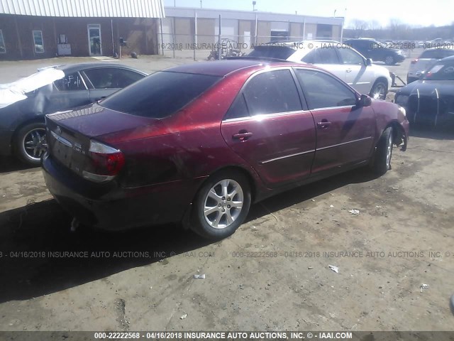 4T1BF32K25U109644 - 2005 TOYOTA CAMRY LE/XLE/SE RED photo 4