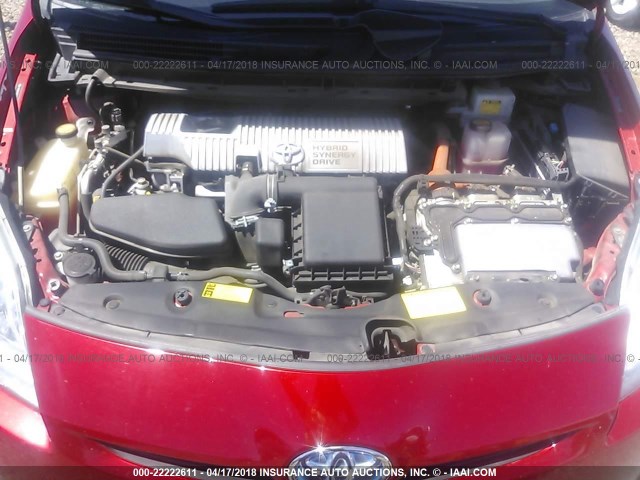 JTDKN3DU7B0311033 - 2011 TOYOTA PRIUS RED photo 10