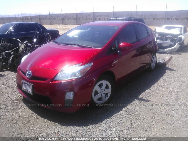 JTDKN3DU7B0311033 - 2011 TOYOTA PRIUS RED photo 2