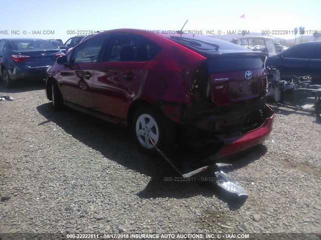 JTDKN3DU7B0311033 - 2011 TOYOTA PRIUS RED photo 3