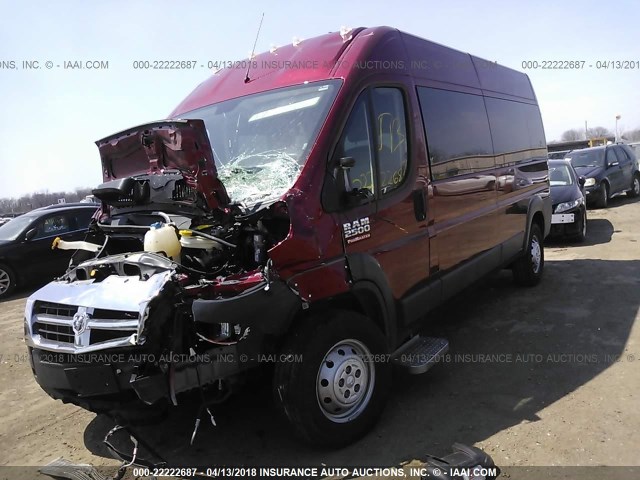 3C6TRVPG2GE104291 - 2016 RAM PROMASTER 2500 2500 HIGH MAROON photo 2