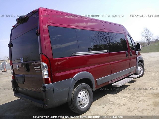 3C6TRVPG2GE104291 - 2016 RAM PROMASTER 2500 2500 HIGH MAROON photo 4