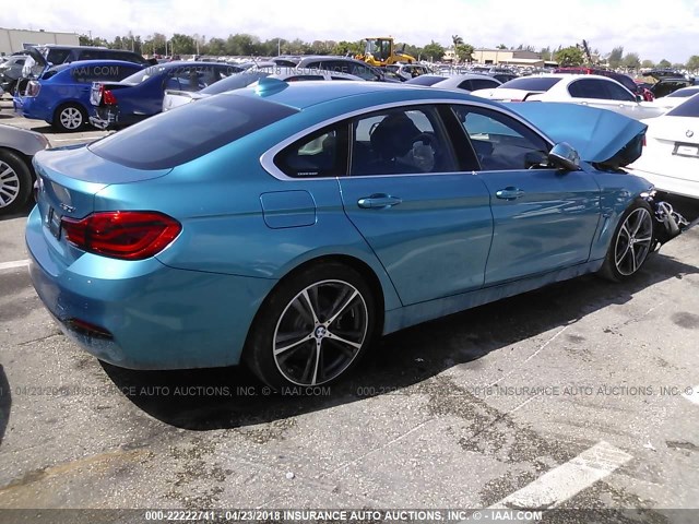 WBA4J1C50JBG75977 - 2018 BMW 430I GRAN COUPE BLUE photo 4