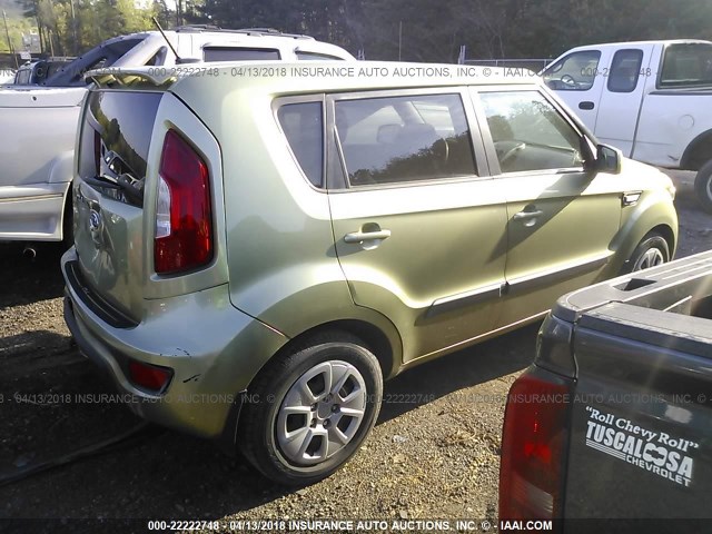 KNDJT2A52C7457129 - 2012 KIA SOUL GREEN photo 4