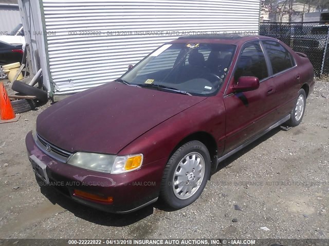 1HGCD5665VA257586 - 1997 HONDA ACCORD EX/EX-R BURGUNDY photo 2