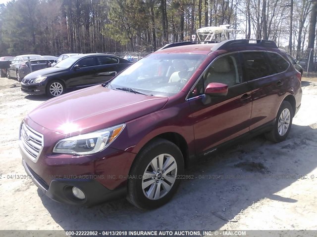 4S4BSBCC7F3296741 - 2015 SUBARU OUTBACK 2.5I PREMIUM BURGUNDY photo 2