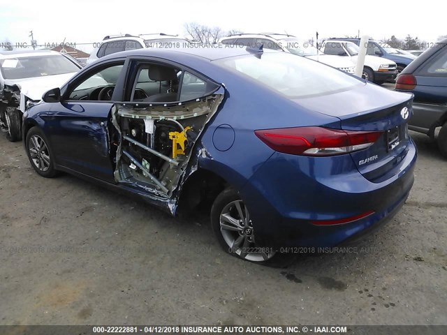 5NPD84LF1JH274331 - 2018 HYUNDAI ELANTRA SEL/VALUE/LIMITED BLUE photo 3