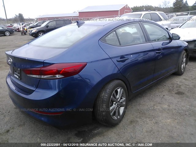 5NPD84LF1JH274331 - 2018 HYUNDAI ELANTRA SEL/VALUE/LIMITED BLUE photo 4