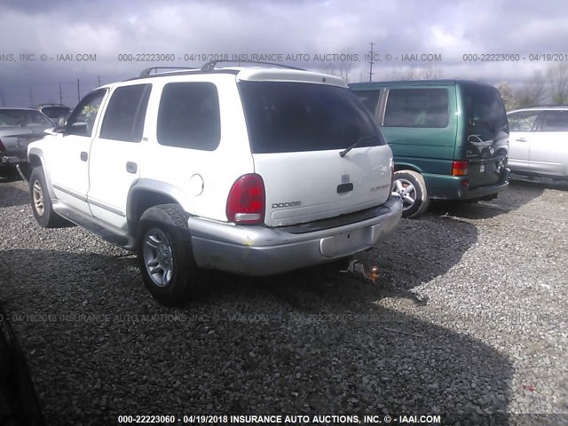 1B4HS58Z42F203676 - 2002 DODGE DURANGO SLT PLUS WHITE photo 3