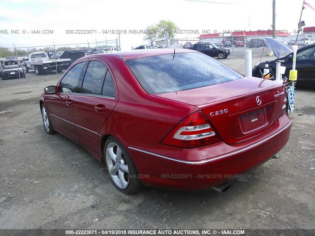 WDBRF40J15F660525 - 2005 MERCEDES-BENZ C 230K SPORT SEDAN RED photo 3