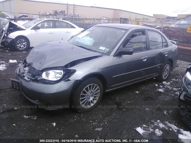 2HGES16555H615575 - 2005 HONDA CIVIC LX GRAY photo 2