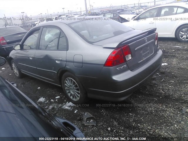2HGES16555H615575 - 2005 HONDA CIVIC LX GRAY photo 3