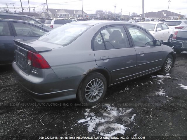 2HGES16555H615575 - 2005 HONDA CIVIC LX GRAY photo 4