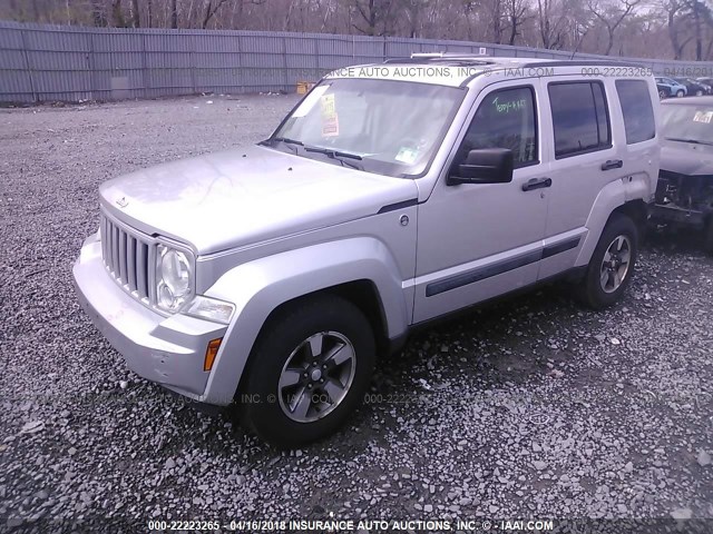 1J8GN28KX8W155237 - 2008 JEEP LIBERTY SPORT SILVER photo 2