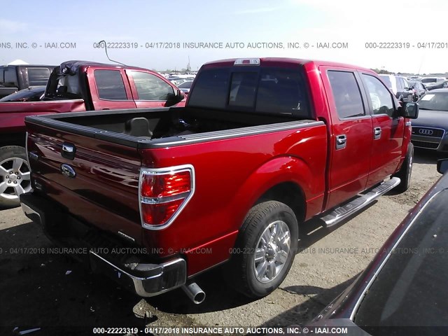 1FTFW1CF4CFA40632 - 2012 FORD F150 SUPERCREW RED photo 4