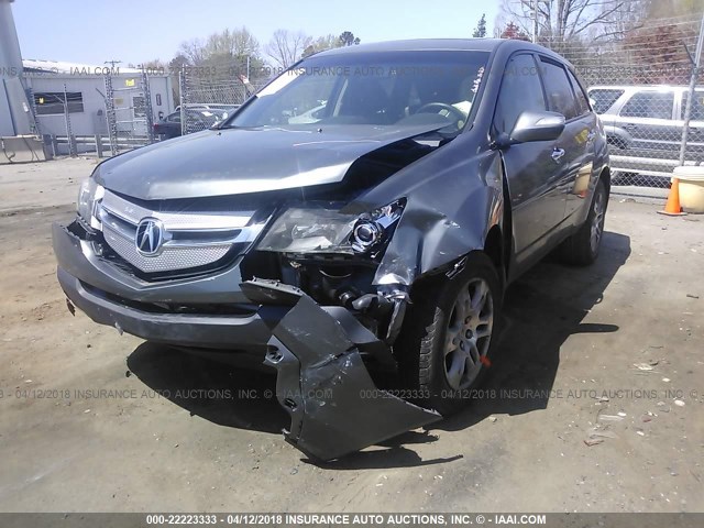 2HNYD28409H516341 - 2009 ACURA MDX TECHNOLOGY GRAY photo 2