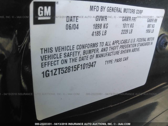 1G1ZT52815F101947 - 2005 CHEVROLET MALIBU LS 蓝色 照片 9