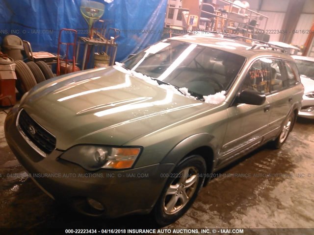 4S4BP61C557375389 - 2005 SUBARU LEGACY OUTBACK 2.5I GREEN photo 2