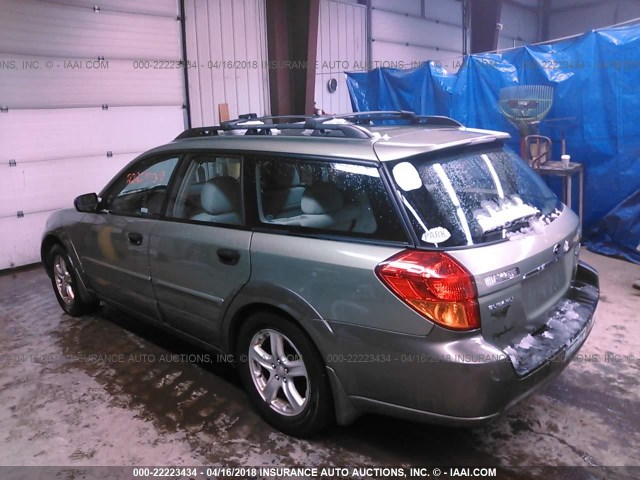 4S4BP61C557375389 - 2005 SUBARU LEGACY OUTBACK 2.5I GREEN photo 3