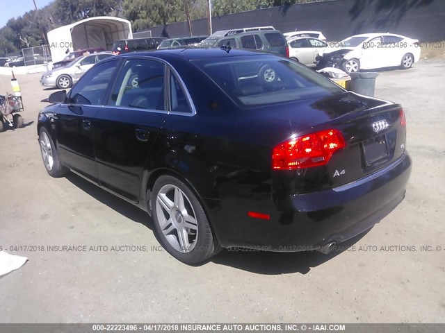 WAUDF78E88A127476 - 2008 AUDI A4 2.0T QUATTRO BLACK photo 3