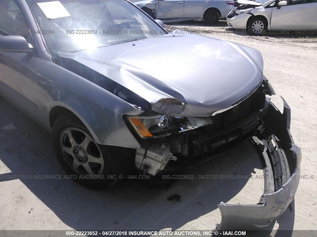 5NPEU46F66H097200 - 2006 HYUNDAI SONATA GLS/LX SILVER photo 6