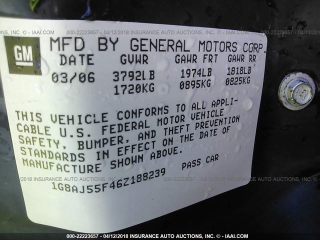 1G8AJ55F46Z188239 - 2006 SATURN ION LEVEL 2 Tünd qırmızı foto 9