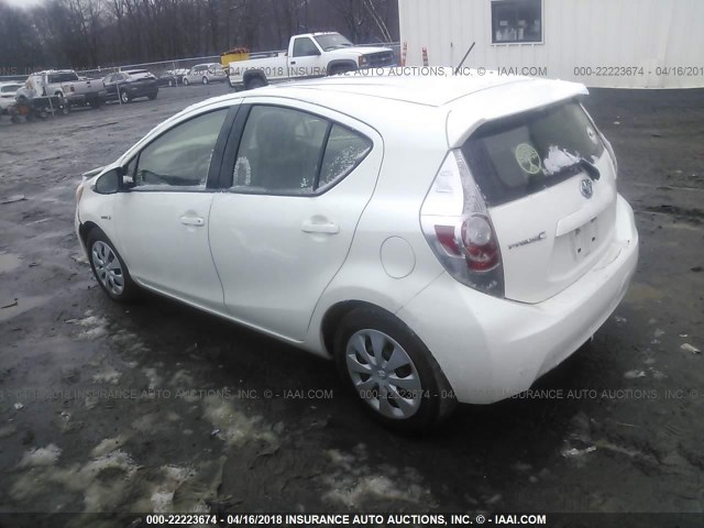 JTDKDTB37C1520636 - 2012 TOYOTA PRIUS C WHITE photo 3