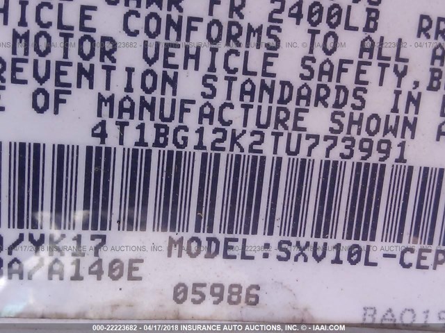 4T1BG12K2TU773991 - 1996 TOYOTA CAMRY DX/LE/XLE თეთრი ფოტო 9