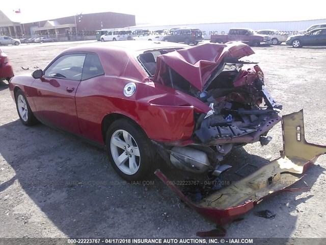 2C3CDYAG6CH291717 - 2012 DODGE CHALLENGER SXT RED photo 3