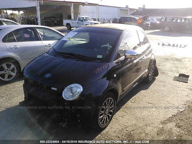 3C3CFFER8CT237319 - 2012 FIAT 500 LOUNGE BLACK photo 2