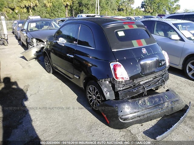 3C3CFFER8CT237319 - 2012 FIAT 500 LOUNGE BLACK photo 3