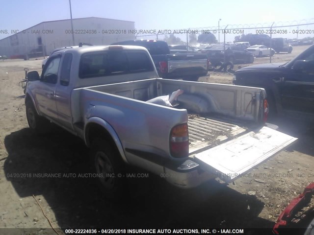 5TESM92N62Z117868 - 2002 TOYOTA TACOMA XTRACAB PRERUNNER ვერცხლისფერი ფოტო 3