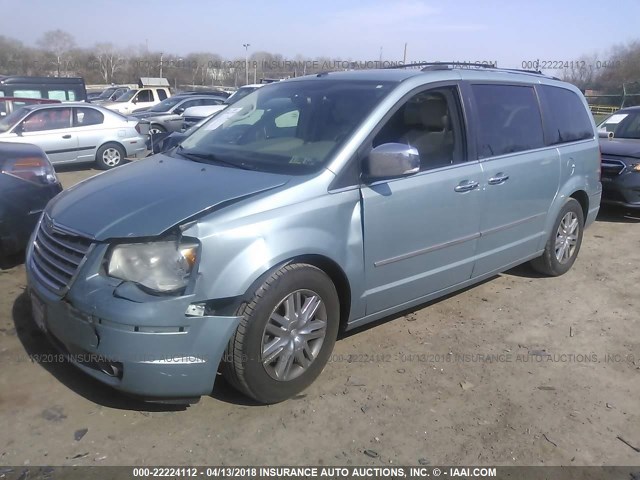 2A8HR64X98R751238 - 2008 CHRYSLER TOWN & COUNTRY LIMITED Light Blue photo 2