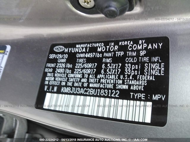 KM8JU3AC2BU183122 - 2011 HYUNDAI TUCSON GLS/LIMITED 棕色 照片 9